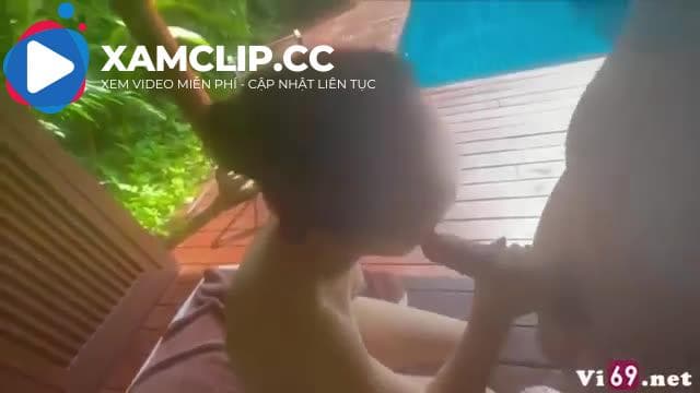 Em gái Việt và bạn trai tây chim dài đụ ở hồ bơi trong khu nghỉ dưỡng